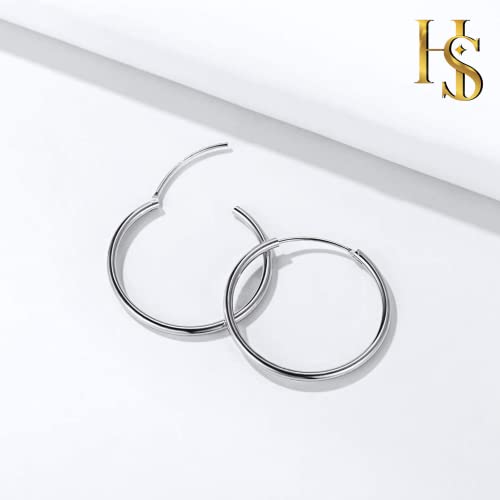 92.5 Sterling Silver Hoop Earrings 16G 10mm Men