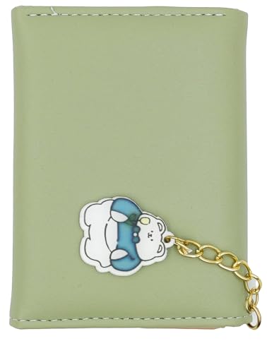Image of Valerie Floral Small Wallet for Girls Women Tri-Folded Wallet Cash Pocket Flowers PU Leather Print Card Holder Coin Purse with ID Window (Green)