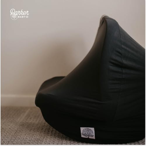 Image of Parker Baby 4 in 1 Car Seat Cover for Girls and Boys - Stretchy Carseat Canopy, Nursing Cover, Grocery Cart Cover, High Chair Cover - Gray