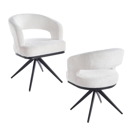 stone princess Lot de 2 Chaises de Salle à Manger Tournantes: Design Industriel 360° avec Retour Automatique Revêtement Velours et Pied Métal - pour...