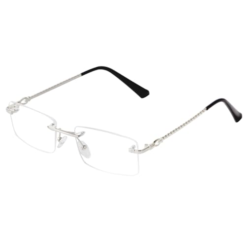 Image of JUDOO Rimless Rectangle Sunglasses for Men Women Fashion Hip hop Frameless Designer Shades Y2K Square Clear Glasses
