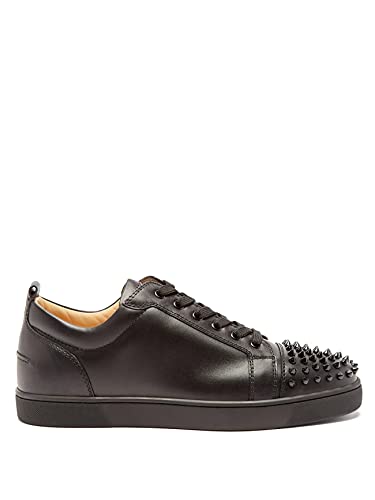 Christian Louboutin Men's Louis Junior Spikes Black Leather Sneakers (Numeric_12)