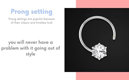 Image of SJ SHUBHAM JEWELLERS 92.5-925 Sterling Silver Round Shape White Cubic Zirconia Prong /Cup Setting Nose Pin Stud for Women Girls Size 2MM 3MM Size Pure Silver