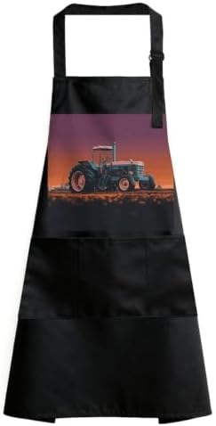 Aesthetic Tractor Kitchen Cooking Apron Bib Apron with Pockets image 5