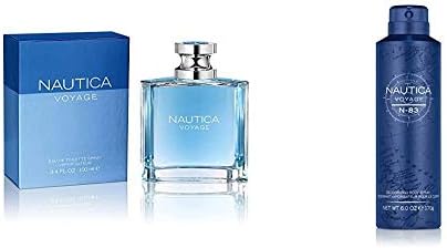 Nautica Voyage By Nautica For Men. Eau De Toilette Spray 3.4 Fl Oz and Nautica Voyage N-83 Body Spray, 6 Fluid Ounce