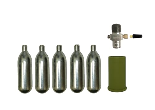 (LungoPro) 高純度CO2ボンベ 5本 + シリコン スリムスタンド+CO2専用レギュレーターONE PUSH MAGIC eco