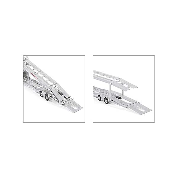 siku 3934, Autotransporter, Inkl. 2 Spielzeug-Autos, 1:50, Metall/Kunststoff, Rot/Silber, Abkoppelbarer Auflieger – Bild 5