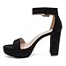 Herstyle Women’s Chunky Platform Heels – 4 Inch Block Heeled Sandals, Open Toe Dressy Strappy Heels with Ankle Strap for Wedding, Prom, Party & Graduation, 2401Black, Size 6.0, Island