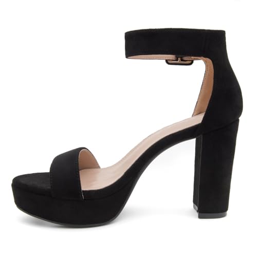 Image of Herstyle Women's Chunky Platform Heels - 4 Inch Block Heeled Sandals, Open Toe Dressy Strappy Heels with Ankle Strap for Wedding, Prom, Party & Graduation
