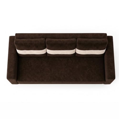 Image of FURNY Luxury Conva 3 Seater Sofa Set for Living Room |Soft Suede Fabric Upholstered | Modern Cushioned Comfortable Couch for Home Office & Drawing Room | Dark Brown