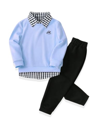 Image of KIDLAGA Toddler Boy Clothes Long Sleeve Sweatshirt Tops and Pants Boys 2-Piece Kids Winter Outfits