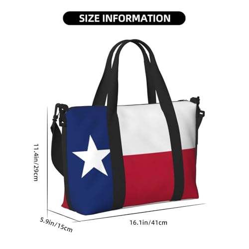 Flag of Texas print Gym Bag for Women,Carry on Weekender Overnight Duffle Bag,Personal Item Tote Bag4