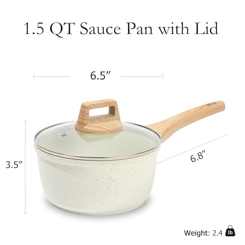 image for ESLITE LIFE Nonstick Sauce Pan with Lid, 1.5 QT Small Soup Pot Compati