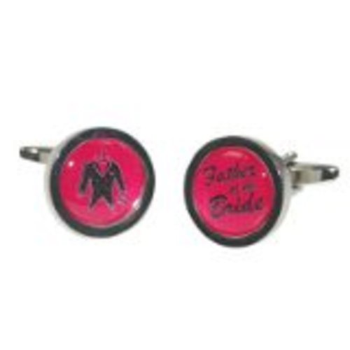 Mancuernillas Redondas Rojas para Novio miniatura 1