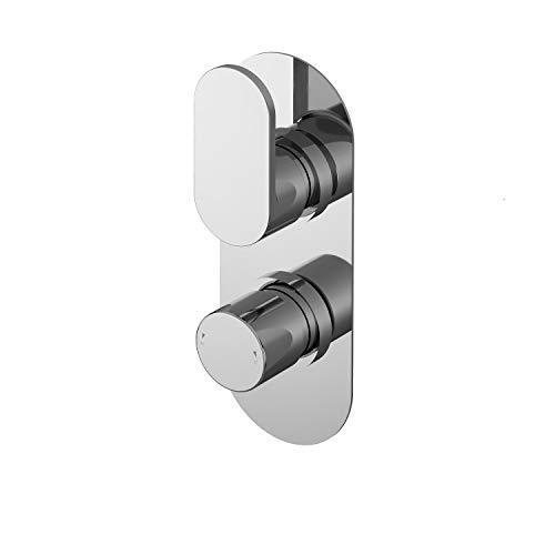 Nuie BINTW01 Binsey Modern Bathroom Round Twin Concealed Thermostatic Shower Valve with Lever Handle, 215mm, Chrome