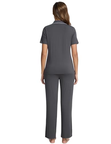 Image of Pajamas Set for Women Soft Knit Button Down Sleepwear 2 Piece Breathable Viscose from Bamboo Pjs S-XXL