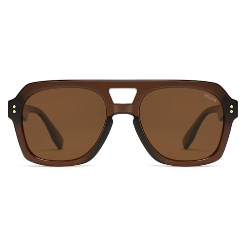 Image of SOJOS Retro Thick Polarized Aviator Sunglasses for Women Men, Large Trendy Bold Square Pilot Shades SJ2385