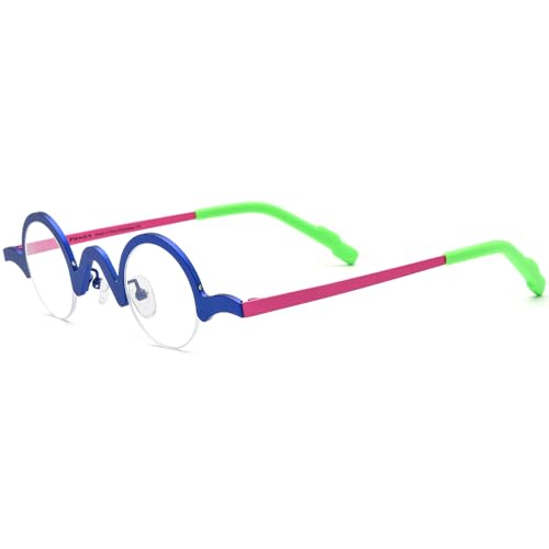 Image of FONEX Colorful Pure Titanium Glasses Frame Women Retro Round Eyeglasses