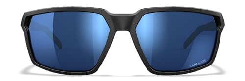 Wiley X WX Sierra Sunglasses Safety Glasses for Men Shatterproof UV Eye Protection for Combat and Shooting Captivate Polarized Blue Mirror Lenses Matte Black Frames3