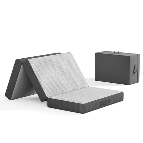 Uliyati Klappmatratze 140x200x15CM, 3-teilige Faltbare Matratze Öko-Tex Zertifiziert, Memoryschaum Gästematratze mit Abnehmbarer Bezug und...