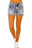 Gute Verarbeitung Crazy Age Damen Jeans Shorts Used Look Damaged Jeansshorts Basic in Aged-Waschung Jeans Bermuda-Shorts Kurze Hosen aus Denim für den Damen Sommer (34, R521)
