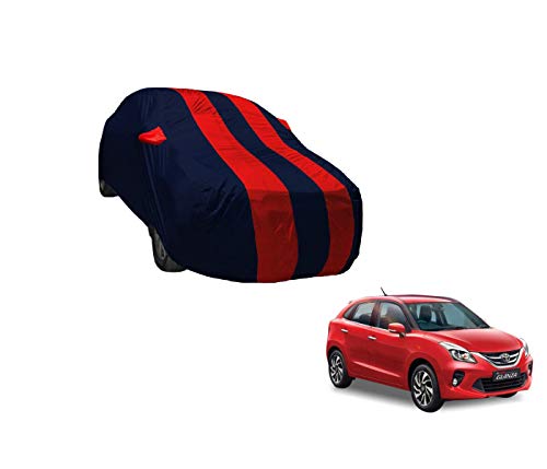 Image of Auto Hub Car Cover Compatible with Glanza with Weather Proof, Mirror Pocket, Triple Stitched, Glanza Car Cover- Navy-Red