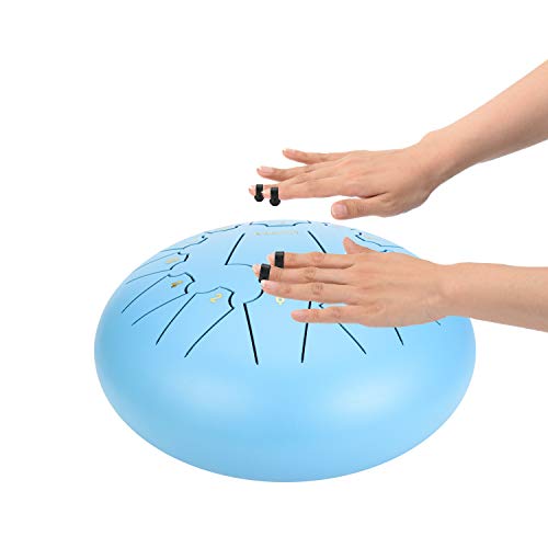 12 Inch 13 Note Titanium Steel Tongue Drum Percussion Instrument Hand Pan Drum with Drum Mallets Carry Bag
