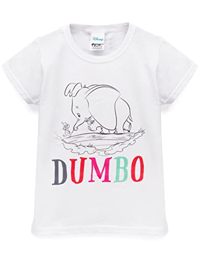 Disney Dumbo T-Shirt for Girls | Kids Animated Sketch Character Short Sleeve White Top | Merchandise Gifts for Her 11-12 Years