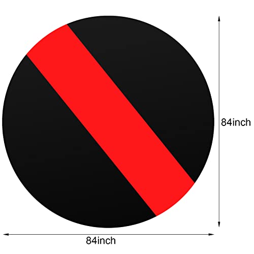Image of Remagr 3 Pcs Round Plastic Tablecloth 84 Inch Disposable Tablecloth Party Table Cover for Graduation Wedding Birthday Retirement Decoration (Black,Red)
