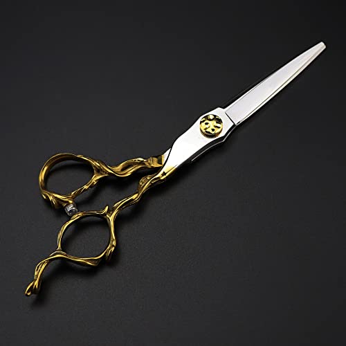 Tijeras de Corte de Pelo, Tijeras de Acero 440c de 6 Pulgadas, Tijeras de Corte Dorado, Tijeras de Corte de Peluquero, Tijeras de entresacar, Tijeras de peluquería (Color: Tijera de Corte, tamaño: Q)