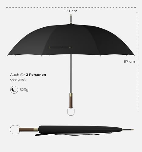 Großer Sapor Design Regenschirm Sturmfester Stockschirm für 2 Personen