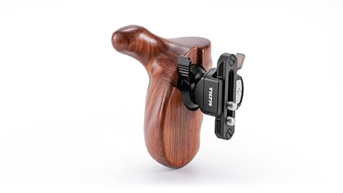 Image of Tilta Advanced Left Side Wooden Handle (NATO Rail - Type VIII) | Black Walnut Wood & Aluminum Alloy Build | Quick Release Button