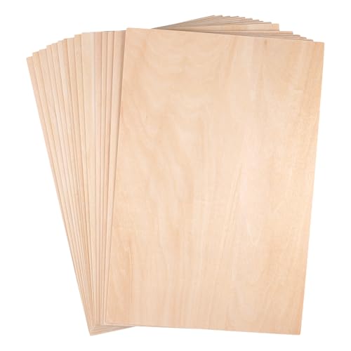 SENJEOK 15 fogli di legno di tiglio da 1,5 mm, 300 x 200 mm, pannelli in compensato naturale, A4 non finiti per progetti fai da te