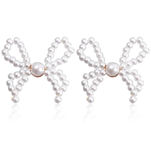 Colgantes de oreja con lazo y perlas ideales para looks de diario y fiestas
