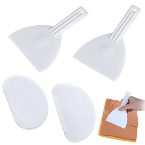 Pack of 4 dough spatulas, pizza spatula, dough card, pizza dough spatula, pizza spatula, plastic spatula with hanging holes, dough spatula for comfort, space-saving, pastry bread baking (white)