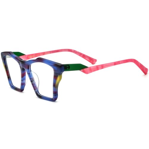 Image of HEPIDEM Gradient Multicolor Acetate Glasses Frame Women Big Oversize Eyeglasses 2023 New Spectacles Eyewear