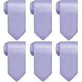 SATINIOR Solid Satin Pure Color Ties Set Men Necktie for Business Formal Occasion Wedding Class Christmas Party Gift, 3.15 In(6 Pcs,Lavender)