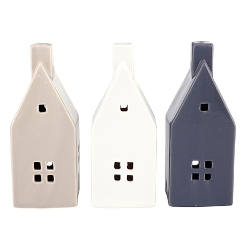 Santa Barbara Design Studio Christmas Village - 3-Piece Ceramic House Holiday Dcor Set Mini Blue White Tan