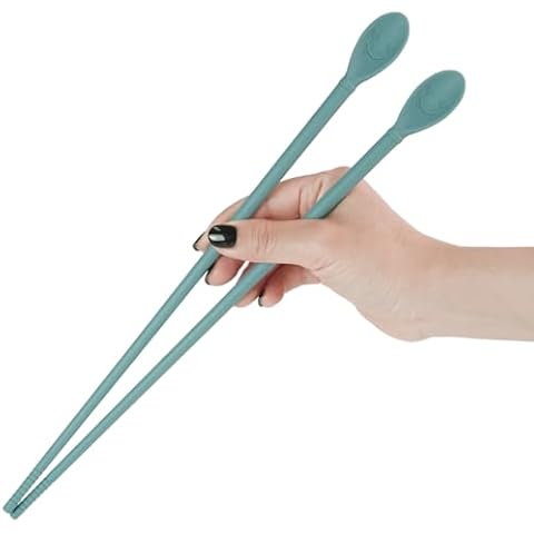 Carrotez Silicone Cooking Chopsticks, Long (12 inch) Reusable Chopsticks for Cooking, Heat Resistant, Non-Scratch, Gentle on Cookware, 1 pair - Aquamarine Cover