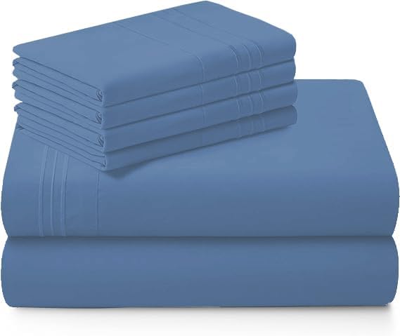 Miniatura 5 de Juego de sábanas de 4 piezas, 100% algodón egipcio de 1000 hilos, sábanas suaves de hotel de lujo para colchones de hasta 18 pulgadas de