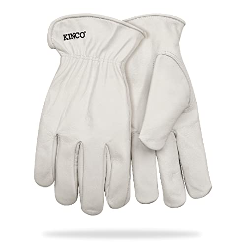 Kinco Mens White Durable Grain Goatskin Leather Gloves Small