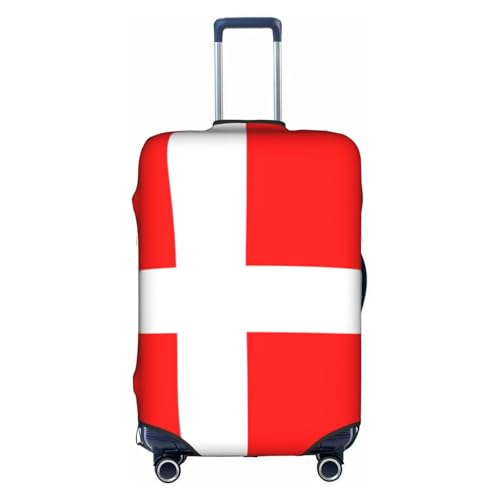 Housse de protection lavable drapeau Danemark blanc taille Large pour valise voyage