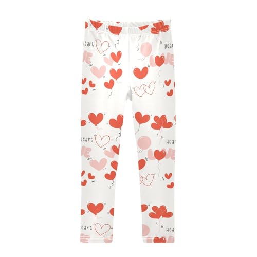 Simple Cute Heart Balloon Girls Leggings,Workout Leggings for Girls Toddler Athletic Leggings Size for 3-10T