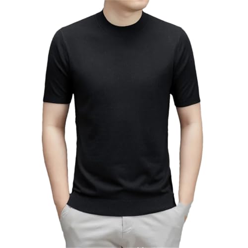 T-shirt en tricot pour homme à col montant et manches courtes slim