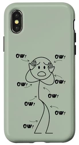 Ow Ow Stick Character Figure Humor Chronic Pain Awareness �X�}�z�P�[�X iPhone X/XS �p