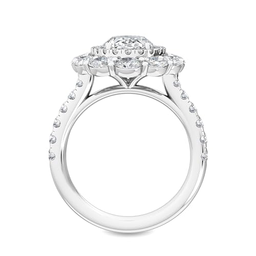 1-5 Carat (ctw) White Gold Oval,Round Cut LAB GROWN Diamond Halo Engagement Ring (Color D-E Clarity VS1-VS2)2