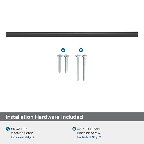 Image of Amerock 7-9 /16 inch Bar Pulls Matte Black Drawer Pull | 7-9 /16 inch (192mm) Center-to-Center Mounting Distance and 9-15 /16 inch Overall Length, Durable Carbon Steel Cabinet Hardware