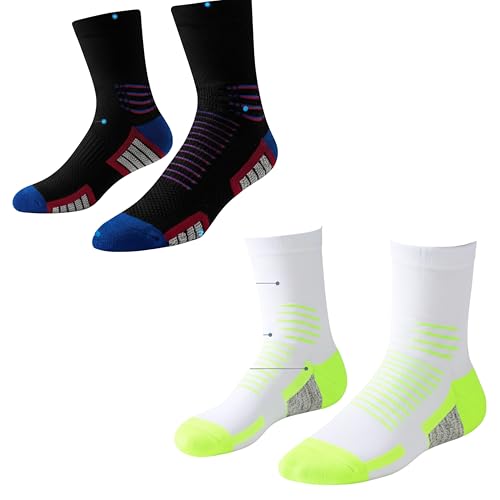 Image of Crew Socks for Women & Men Circulation, Diabetic and Neropathy Pain Relief, Swelling, Neuropathy, Runner, Nurses, Travel, Pregnancy, Flying- Pack of 2- (Green+ Black)