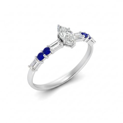 Image of 925 Sterling Silver Marquise Cut Simulated Diamond Vintage Classic Engagement Ring Wedding Band Matching Jewelry for Women, Promise Ring Set US Size 4-12