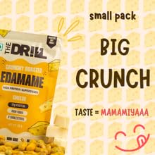 Image of The Drill Crunchy Roasted Edamame Beans - Assorted Flavours (Piri Piri Lemon, Cheese, Sea Salt, Nimbu Pudina) | High Protein Snack | Roasted Not Fried | 11g Protein per Pack | High Fibre | 30g x 12 Packs